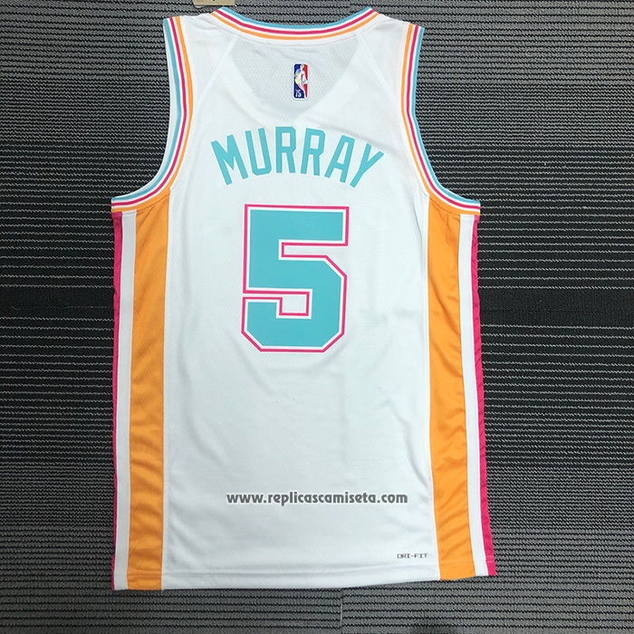 Camiseta San Antonio Spurs Dejounte Murray #5 Ciudad 2021-22 Blanco